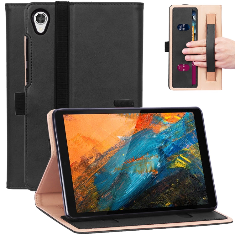 For Lenovo M8 Retro Texture PU + TPU Horizontal Flip Leather Case with Holder & Card Slots & Hand Strap