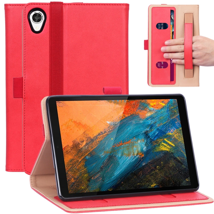 For Lenovo M8 Retro Texture PU + TPU Horizontal Flip Leather Case with Holder & Card Slots & Hand Strap