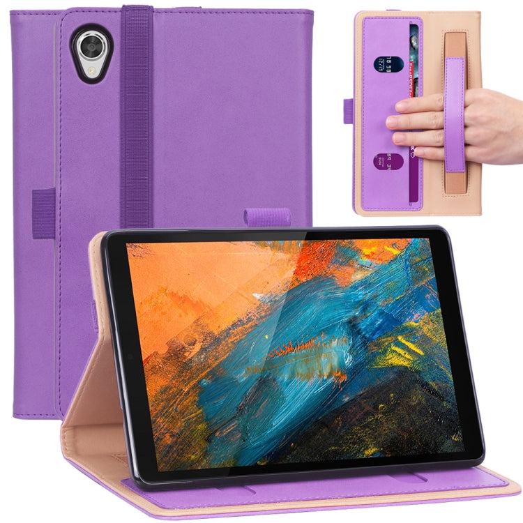 For Lenovo M8 Retro Texture PU + TPU Horizontal Flip Leather Case with Holder & Card Slots & Hand Strap