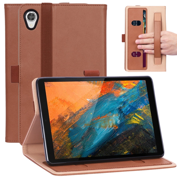 For Lenovo M8 Retro Texture PU + TPU Horizontal Flip Leather Case with Holder & Card Slots & Hand Strap