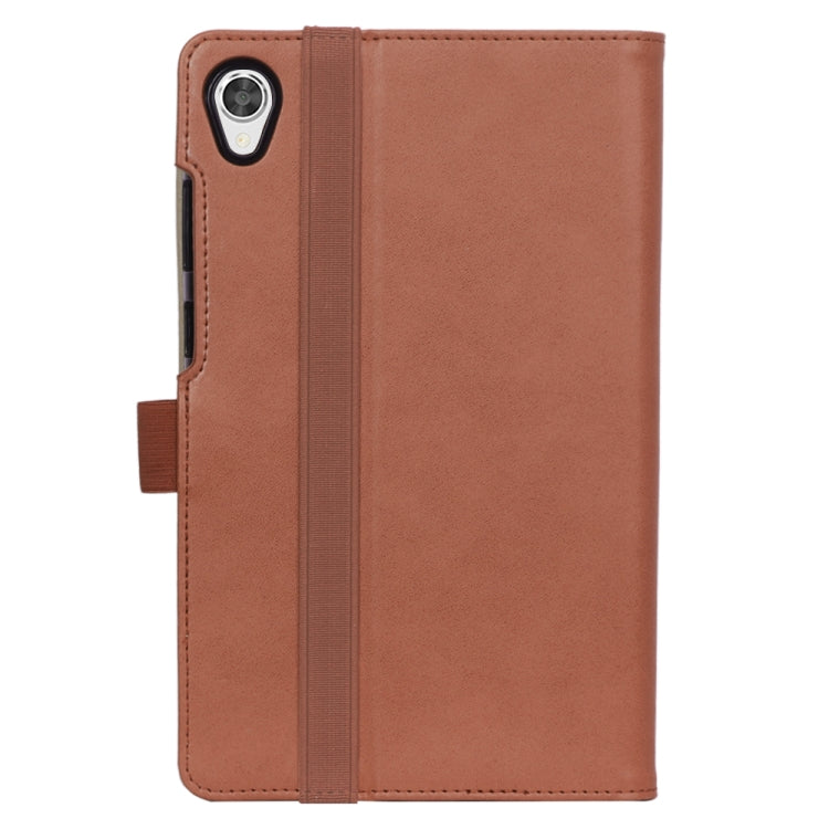 For Lenovo M8 Retro Texture PU + TPU Horizontal Flip Leather Case with Holder & Card Slots & Hand Strap