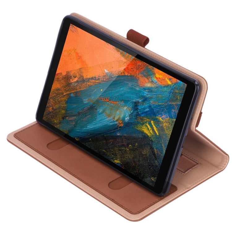 For Lenovo M8 Retro Texture PU + TPU Horizontal Flip Leather Case with Holder & Card Slots & Hand Strap