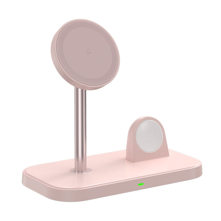 WA21 2 in 1 Magnetic Wireless Charger Phone Holder for iPhone 12 / 13 / 14 / 15 Series Phones & AirPods(Pink)