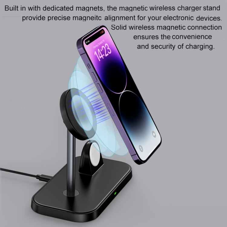 WA21 2 in 1 Magnetic Wireless Charger Phone Holder for iPhone 12 / 13 / 14 / 15 Series Phones & AirPods(Pink)