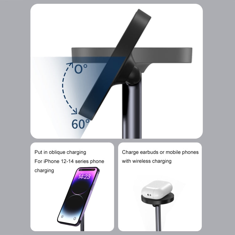WA21 2 in 1 Magnetic Wireless Charger Phone Holder for iPhone 12 / 13 / 14 / 15 Series Phones & AirPods(Pink)