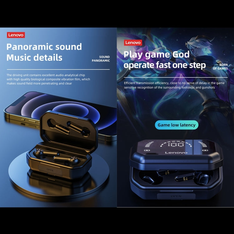 Lenovo LP3 Pro TWS Wireless Bluetooth 5.0 LED Power Display Sport Noise Reduction Earphone(Black)