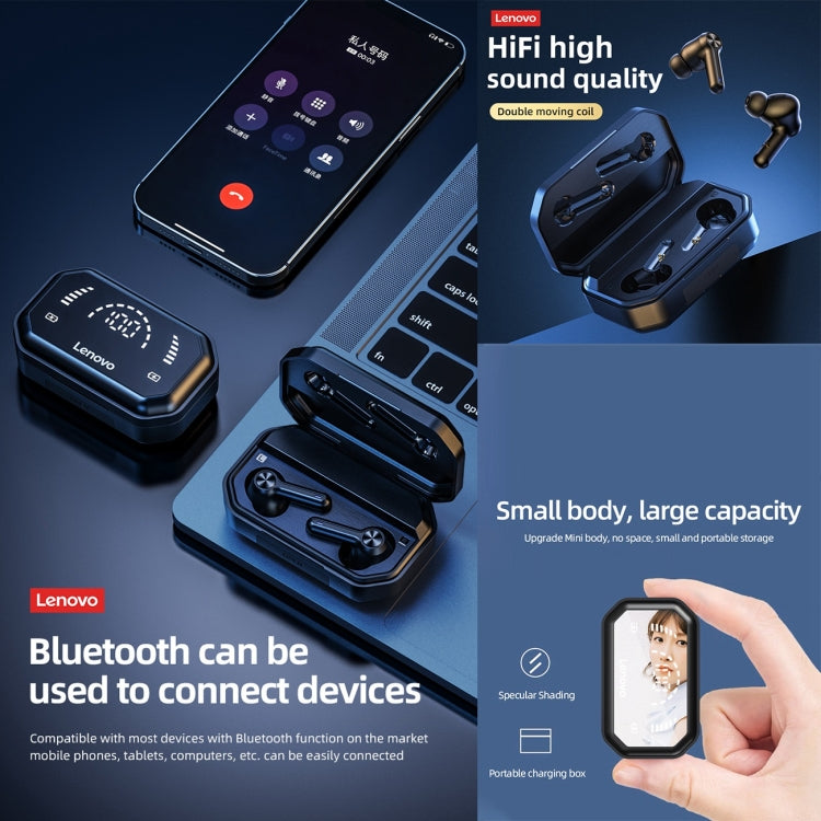 Lenovo LP3 Pro TWS Wireless Bluetooth 5.0 LED Power Display Sport Noise Reduction Earphone(Black)