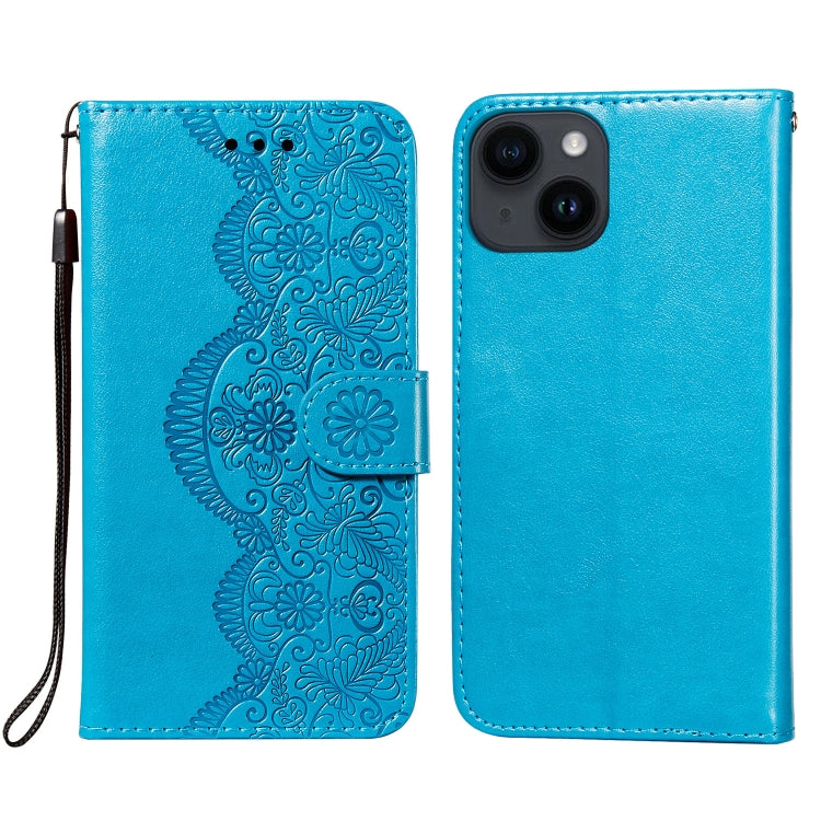 For iPhone 14 Plus Flower Vine Embossing Flip Leather Phone Case