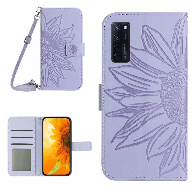 For ZTE Axon 20 4G/20 5G Skin Feel Sun Flower Pattern Flip Leather Phone Case with Lanyard