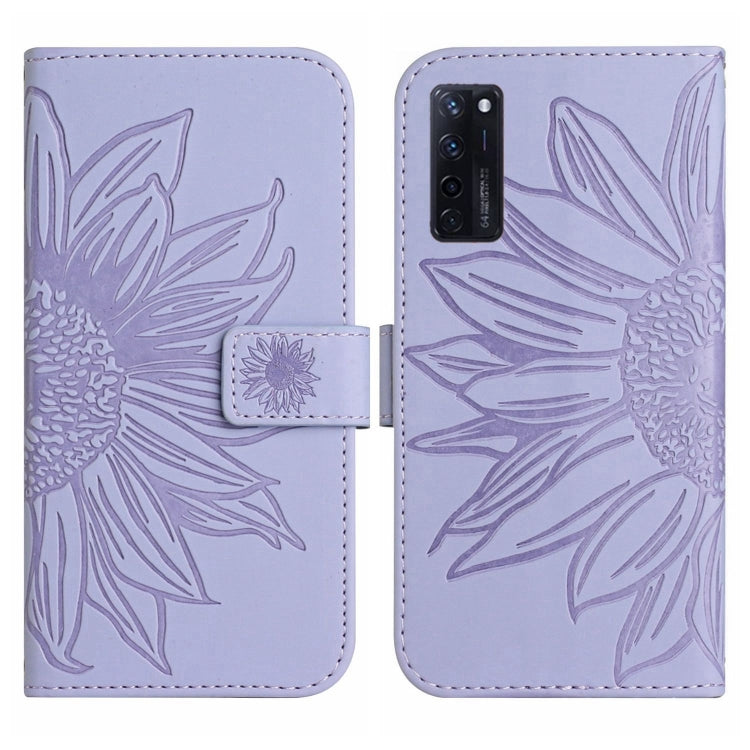 For ZTE Axon 20 4G/20 5G Skin Feel Sun Flower Pattern Flip Leather Phone Case with Lanyard