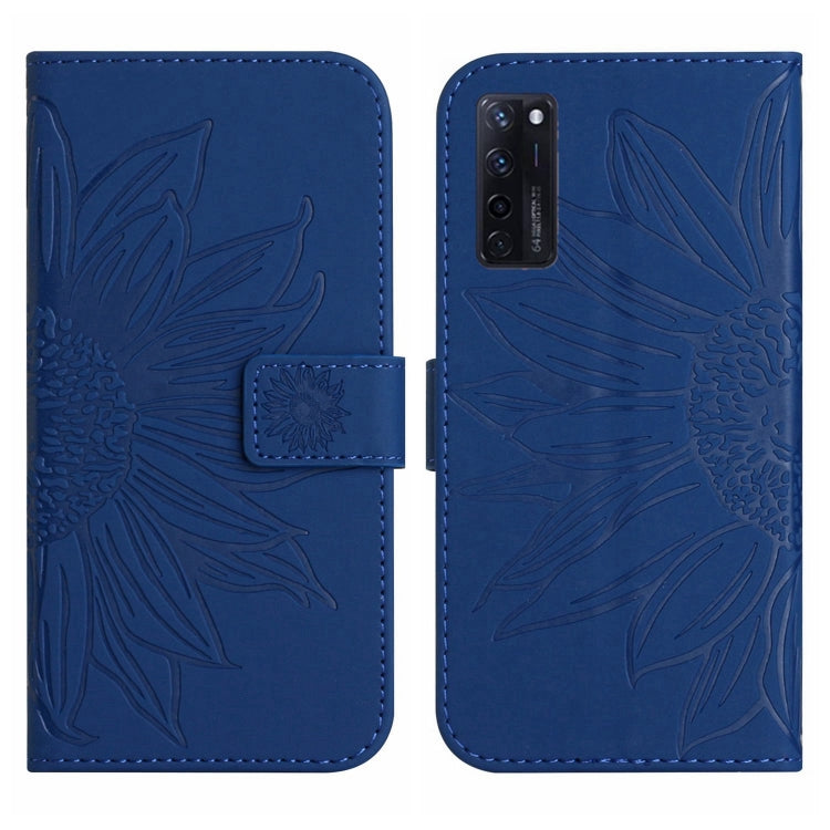 For ZTE Axon 20 4G/20 5G Skin Feel Sun Flower Pattern Flip Leather Phone Case with Lanyard