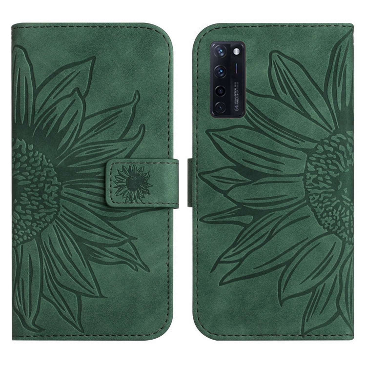 For ZTE Axon 20 4G/20 5G Skin Feel Sun Flower Pattern Flip Leather Phone Case with Lanyard