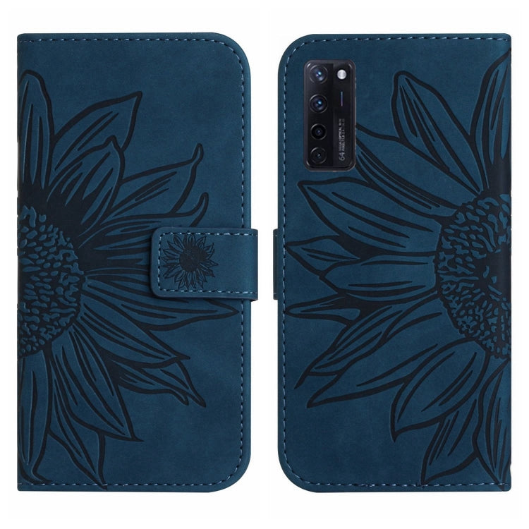 For ZTE Axon 20 4G/20 5G Skin Feel Sun Flower Pattern Flip Leather Phone Case with Lanyard