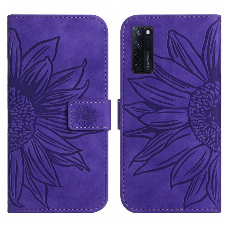 For ZTE Axon 20 4G/20 5G Skin Feel Sun Flower Pattern Flip Leather Phone Case with Lanyard