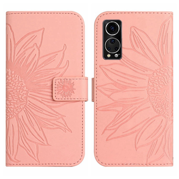 For ZTE Axon 30 5G Skin Feel Sun Flower Pattern Flip Leather Phone Case with Lanyard