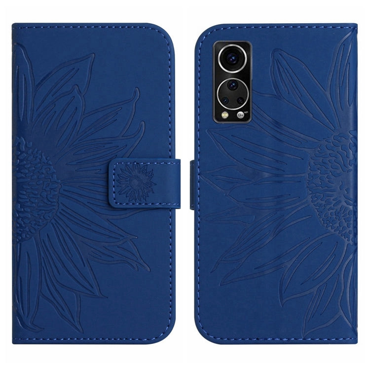 For ZTE Axon 30 5G Skin Feel Sun Flower Pattern Flip Leather Phone Case with Lanyard
