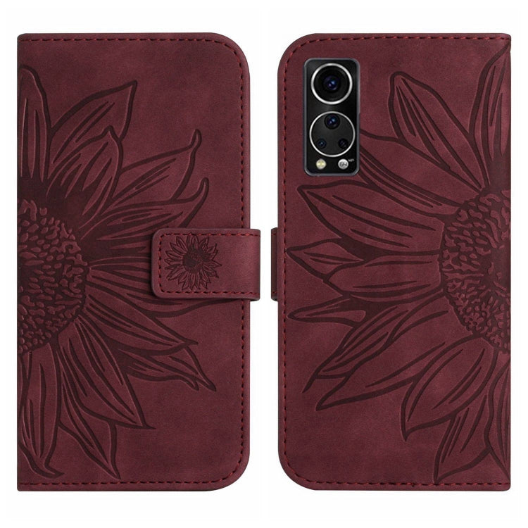 For ZTE Axon 30 5G Skin Feel Sun Flower Pattern Flip Leather Phone Case with Lanyard