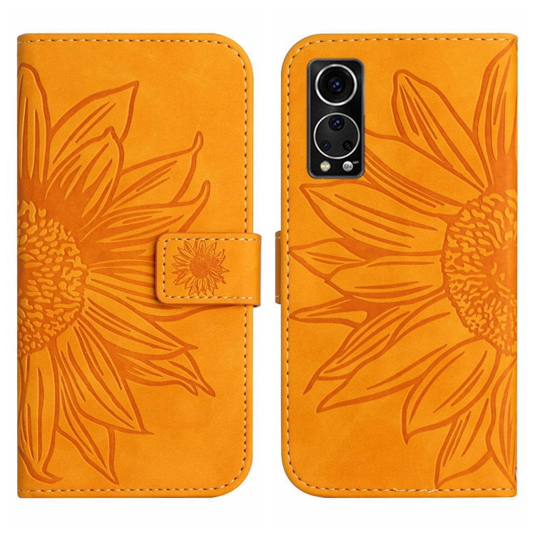 For ZTE Axon 30 5G Skin Feel Sun Flower Pattern Flip Leather Phone Case with Lanyard