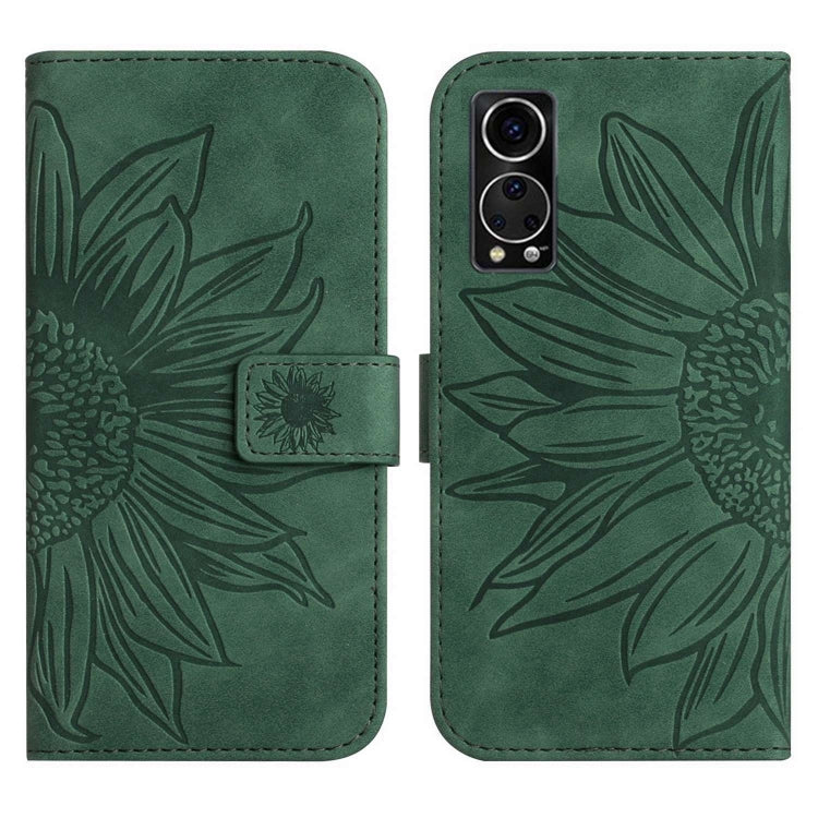 For ZTE Axon 30 5G Skin Feel Sun Flower Pattern Flip Leather Phone Case with Lanyard