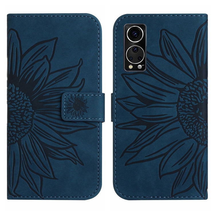 For ZTE Axon 30 5G Skin Feel Sun Flower Pattern Flip Leather Phone Case with Lanyard