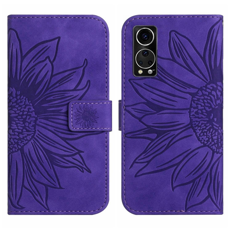 For ZTE Axon 30 5G Skin Feel Sun Flower Pattern Flip Leather Phone Case with Lanyard