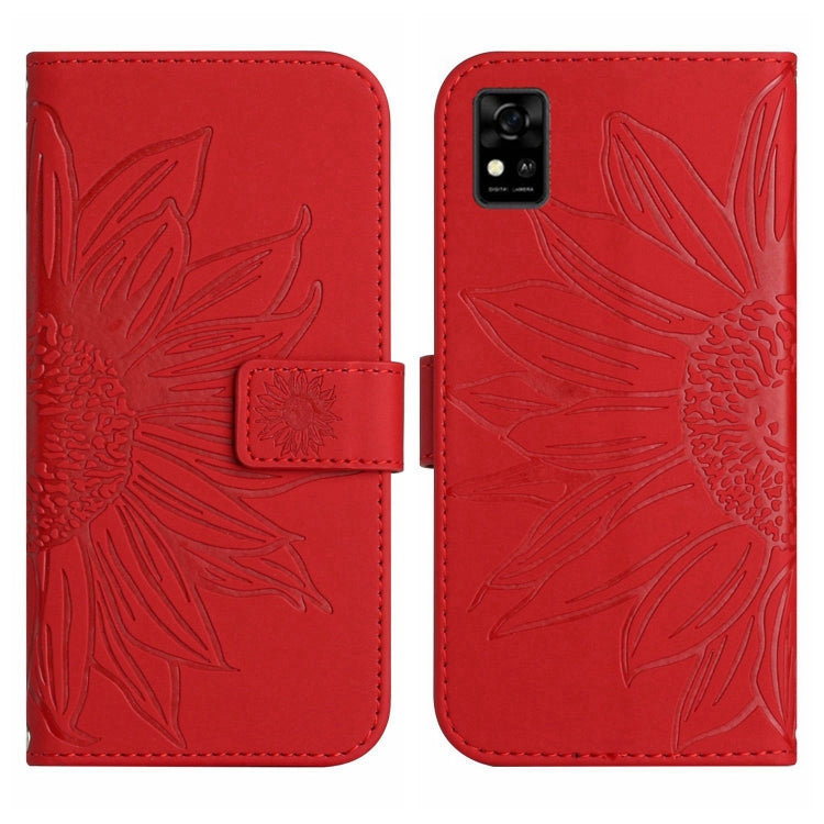 For ZTE Blade A31 Skin Feel Sun Flower Pattern Flip Leather Phone Case with Lanyard