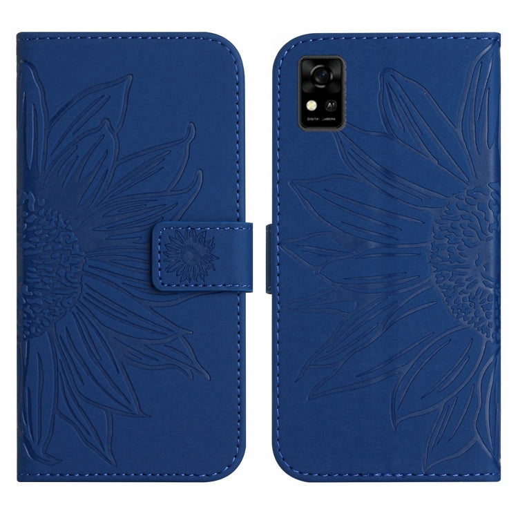 For ZTE Blade A31 Skin Feel Sun Flower Pattern Flip Leather Phone Case with Lanyard