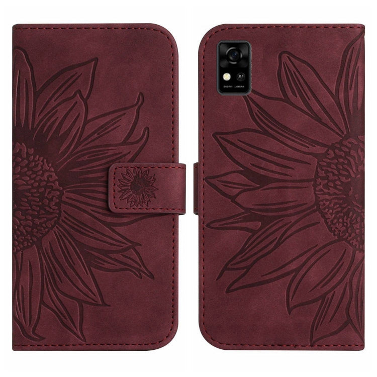 For ZTE Blade A31 Skin Feel Sun Flower Pattern Flip Leather Phone Case with Lanyard