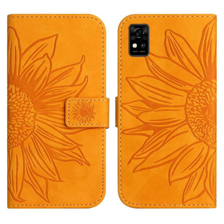 For ZTE Blade A31 Skin Feel Sun Flower Pattern Flip Leather Phone Case with Lanyard