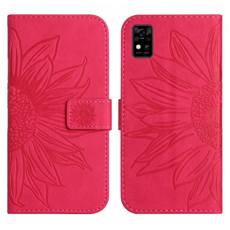 For ZTE Blade A31 Skin Feel Sun Flower Pattern Flip Leather Phone Case with Lanyard