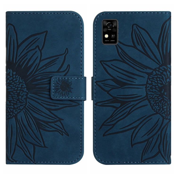 For ZTE Blade A31 Skin Feel Sun Flower Pattern Flip Leather Phone Case with Lanyard