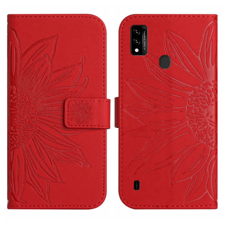 For ZTE Blade A51/A7P Skin Feel Sun Flower Pattern Flip Leather Phone Case with Lanyard