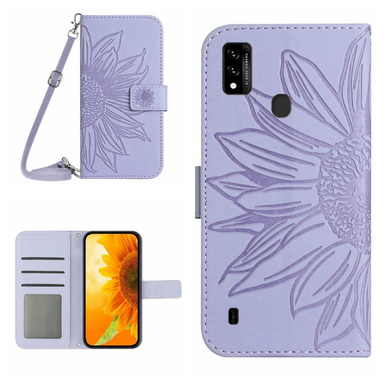 For ZTE Blade A51/A7P Skin Feel Sun Flower Pattern Flip Leather Phone Case with Lanyard