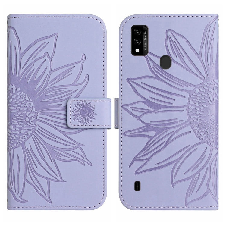 For ZTE Blade A51/A7P Skin Feel Sun Flower Pattern Flip Leather Phone Case with Lanyard