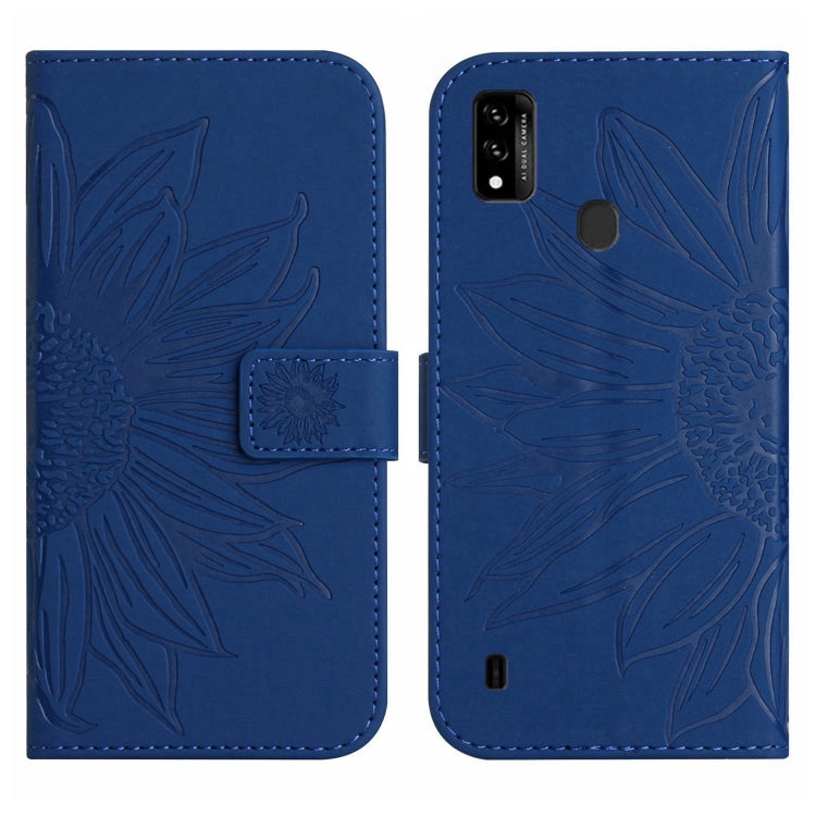For ZTE Blade A51/A7P Skin Feel Sun Flower Pattern Flip Leather Phone Case with Lanyard