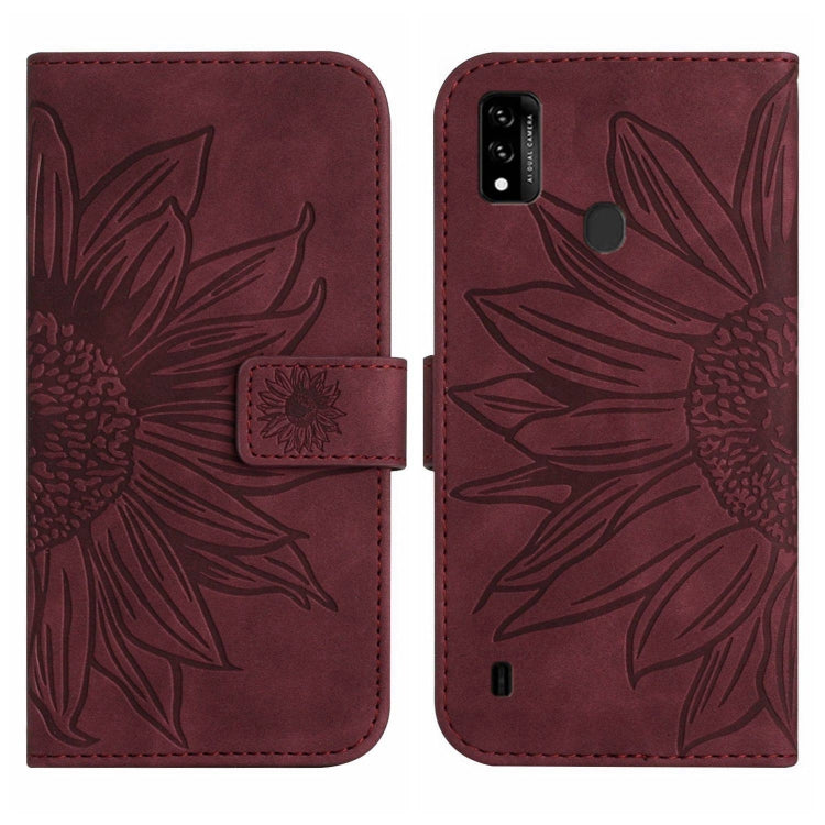 For ZTE Blade A51/A7P Skin Feel Sun Flower Pattern Flip Leather Phone Case with Lanyard
