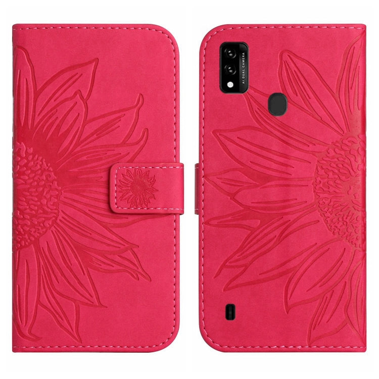 For ZTE Blade A51/A7P Skin Feel Sun Flower Pattern Flip Leather Phone Case with Lanyard