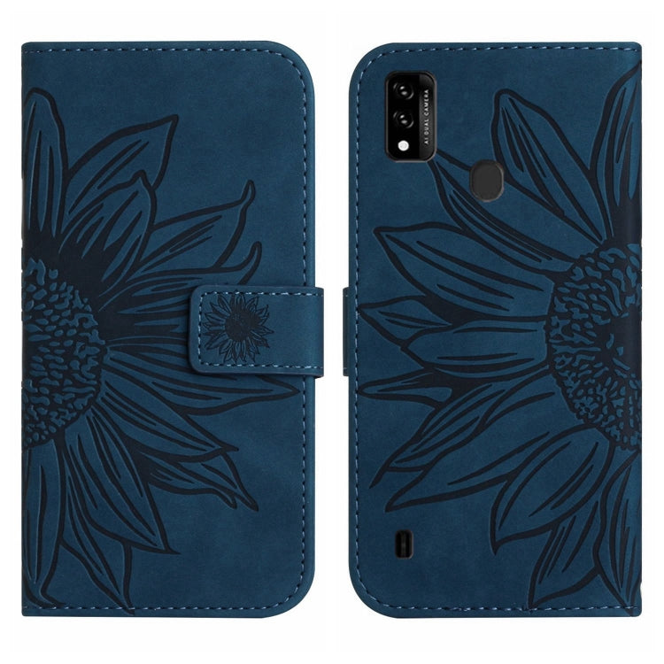 For ZTE Blade A51/A7P Skin Feel Sun Flower Pattern Flip Leather Phone Case with Lanyard
