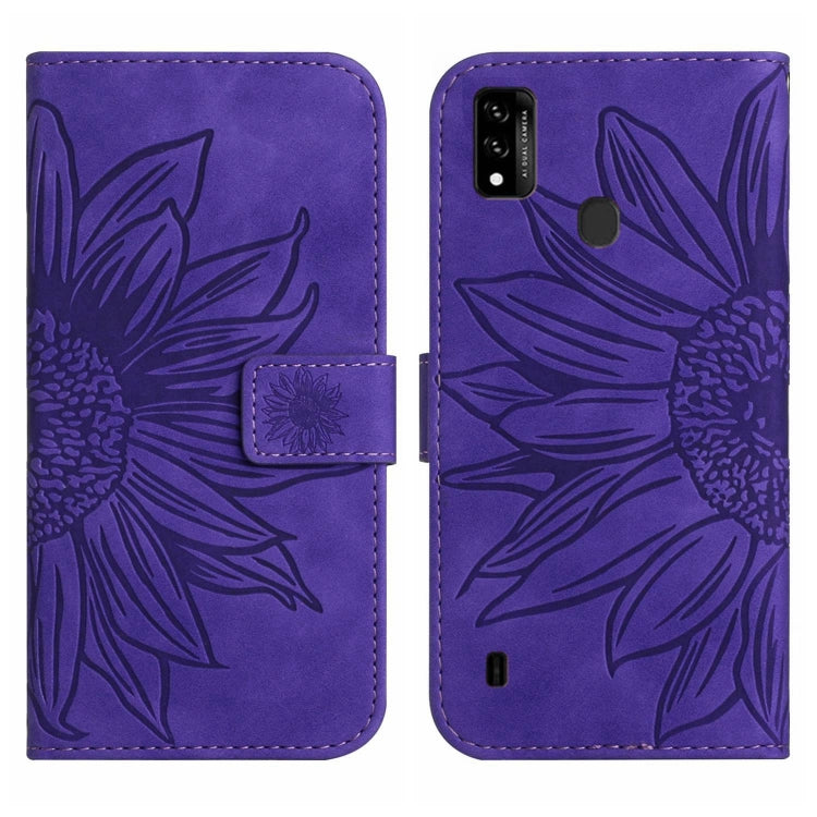 For ZTE Blade A51/A7P Skin Feel Sun Flower Pattern Flip Leather Phone Case with Lanyard
