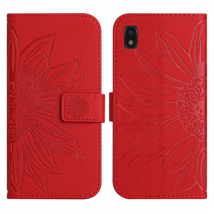 For ZTE Blade L210 Skin Feel Sun Flower Pattern Flip Leather Phone Case with Lanyard