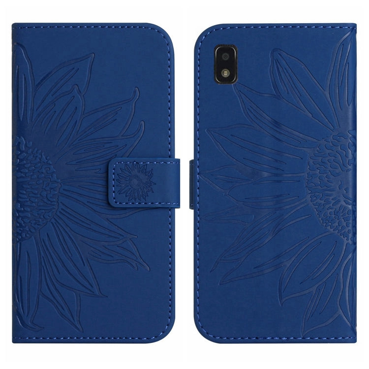 For ZTE Blade L210 Skin Feel Sun Flower Pattern Flip Leather Phone Case with Lanyard