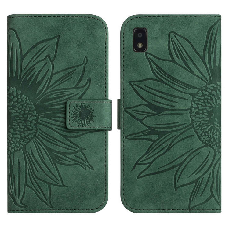 For ZTE Blade L210 Skin Feel Sun Flower Pattern Flip Leather Phone Case with Lanyard