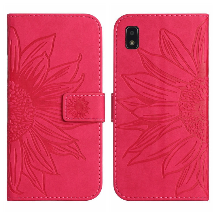 For ZTE Blade L210 Skin Feel Sun Flower Pattern Flip Leather Phone Case with Lanyard
