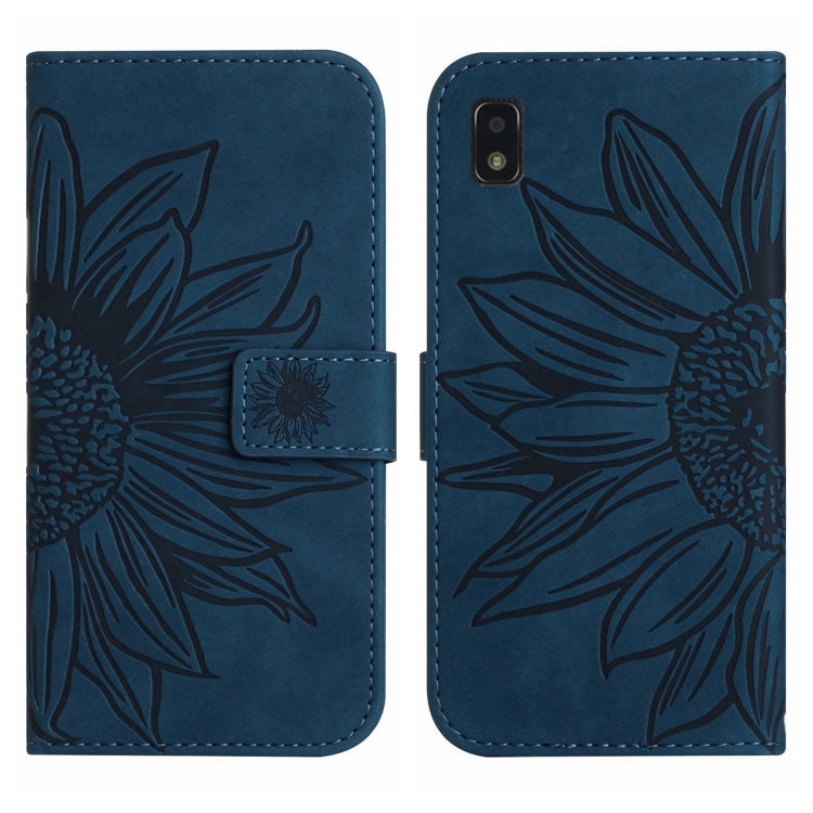 For ZTE Blade L210 Skin Feel Sun Flower Pattern Flip Leather Phone Case with Lanyard