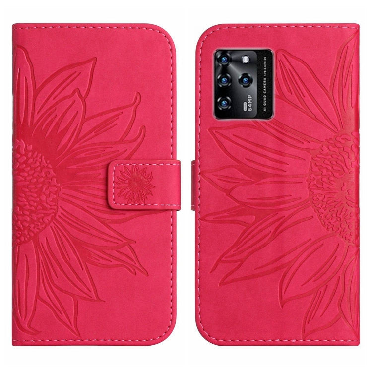 For ZTE Blade V30 Skin Feel Sun Flower Pattern Flip Leather Phone Case with Lanyard