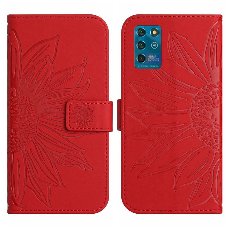 For ZTE Blade V30 Vita Skin Feel Sun Flower Pattern Flip Leather Phone Case with Lanyard
