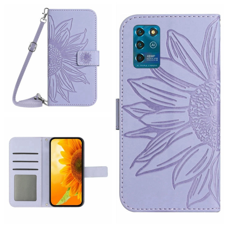 For ZTE Blade V30 Vita Skin Feel Sun Flower Pattern Flip Leather Phone Case with Lanyard