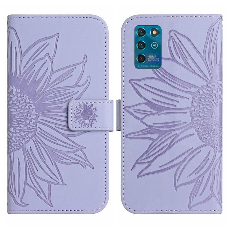 For ZTE Blade V30 Vita Skin Feel Sun Flower Pattern Flip Leather Phone Case with Lanyard