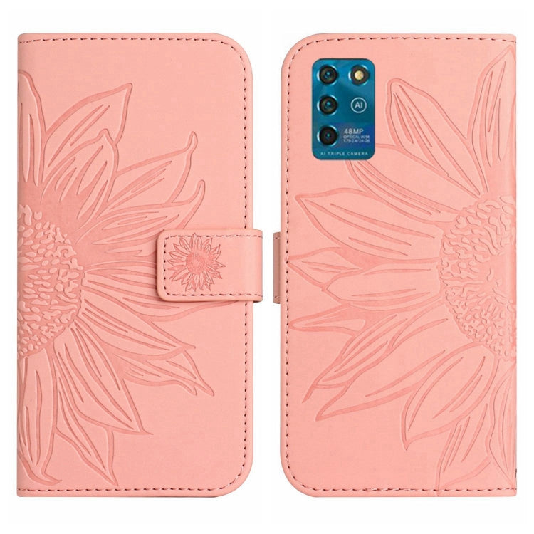 For ZTE Blade V30 Vita Skin Feel Sun Flower Pattern Flip Leather Phone Case with Lanyard
