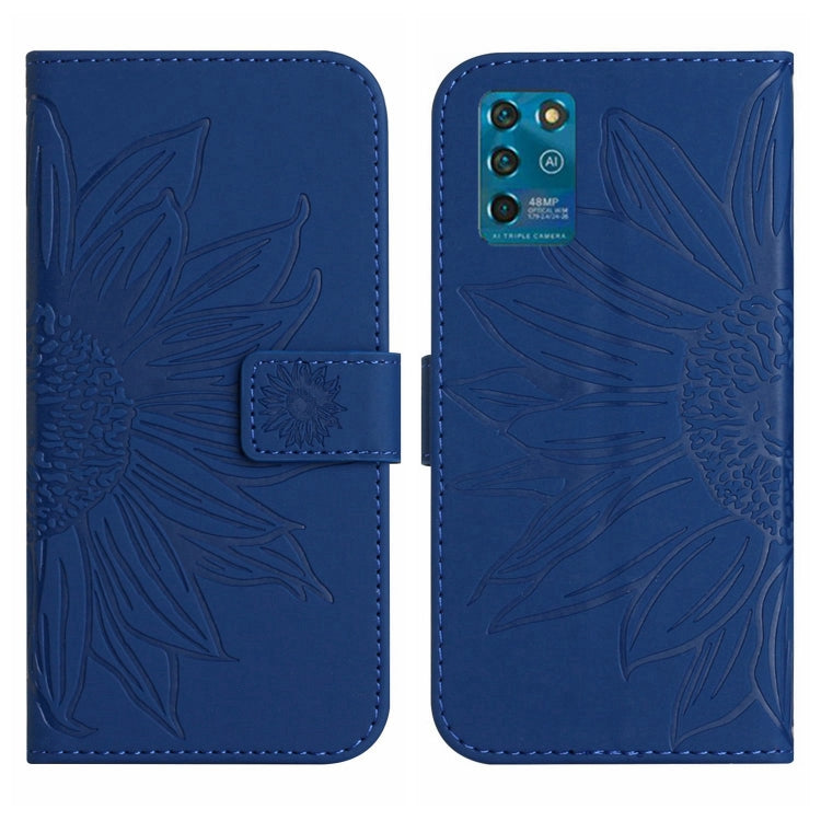 For ZTE Blade V30 Vita Skin Feel Sun Flower Pattern Flip Leather Phone Case with Lanyard